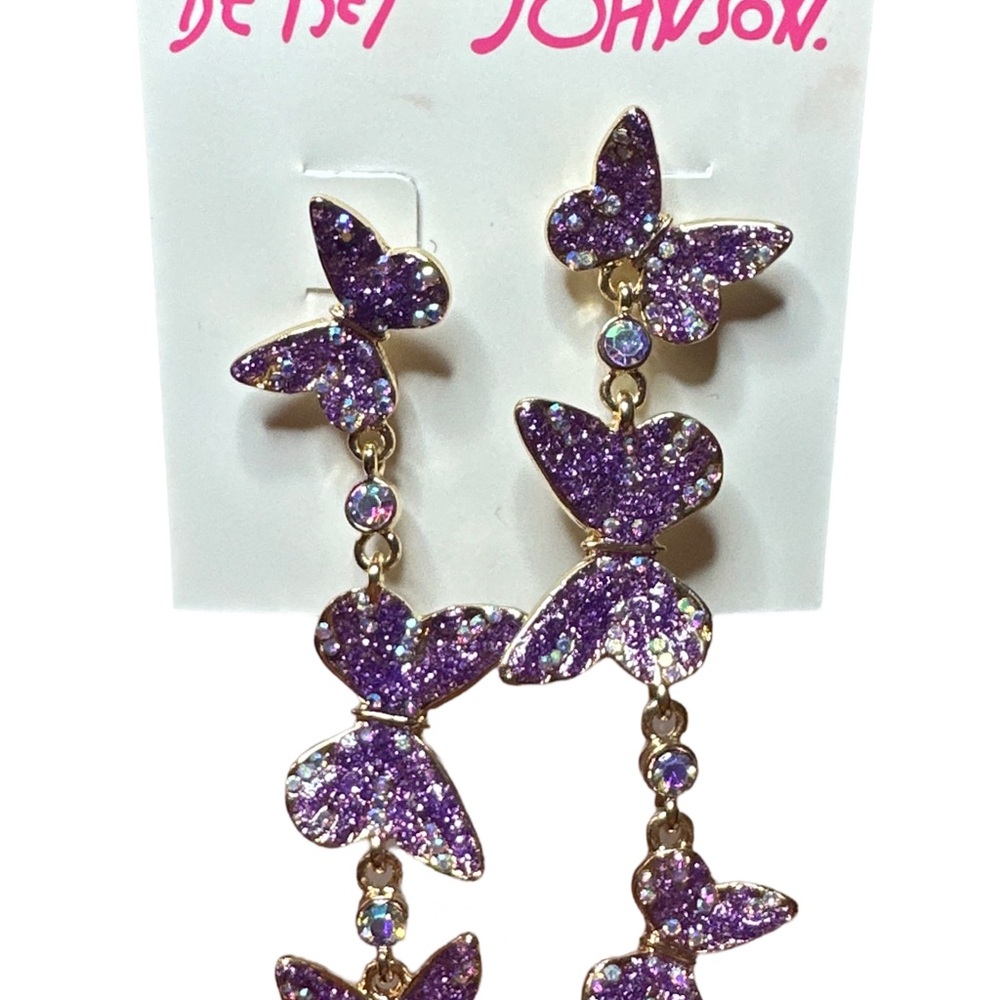 Betsey Johnson Purple Butterfly Earrings